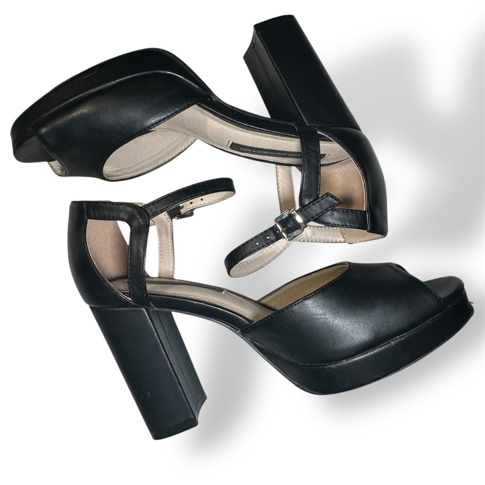 French connection Peep Toe Ankle Strap High-Block Heel Platform Sandals